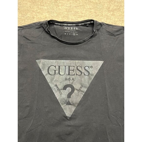 Guess Super Slim Fit Crewneck Short Sleeve Black T-shirt Men's XL - Picture 2 of 6